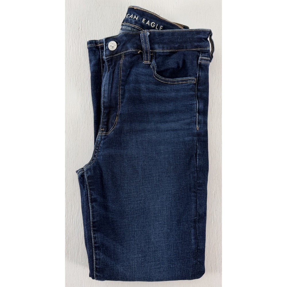 American Eagle Super High Rise Next Level Stretch Jeans Dark Wash Women 4 Short